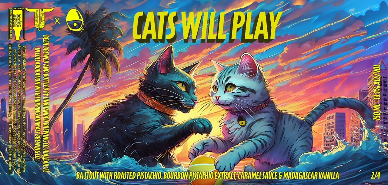 Unbranded + Tripping Animals BA Cats Will Play beer Label Full Size