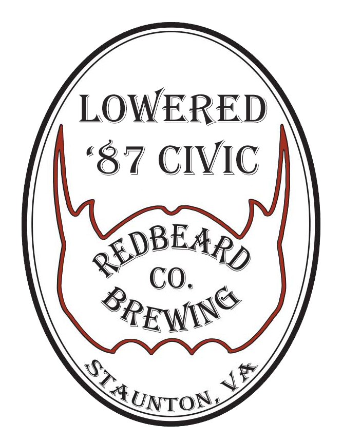 Redbeard Brewing Lowered '87 Civic beer Label Full Size