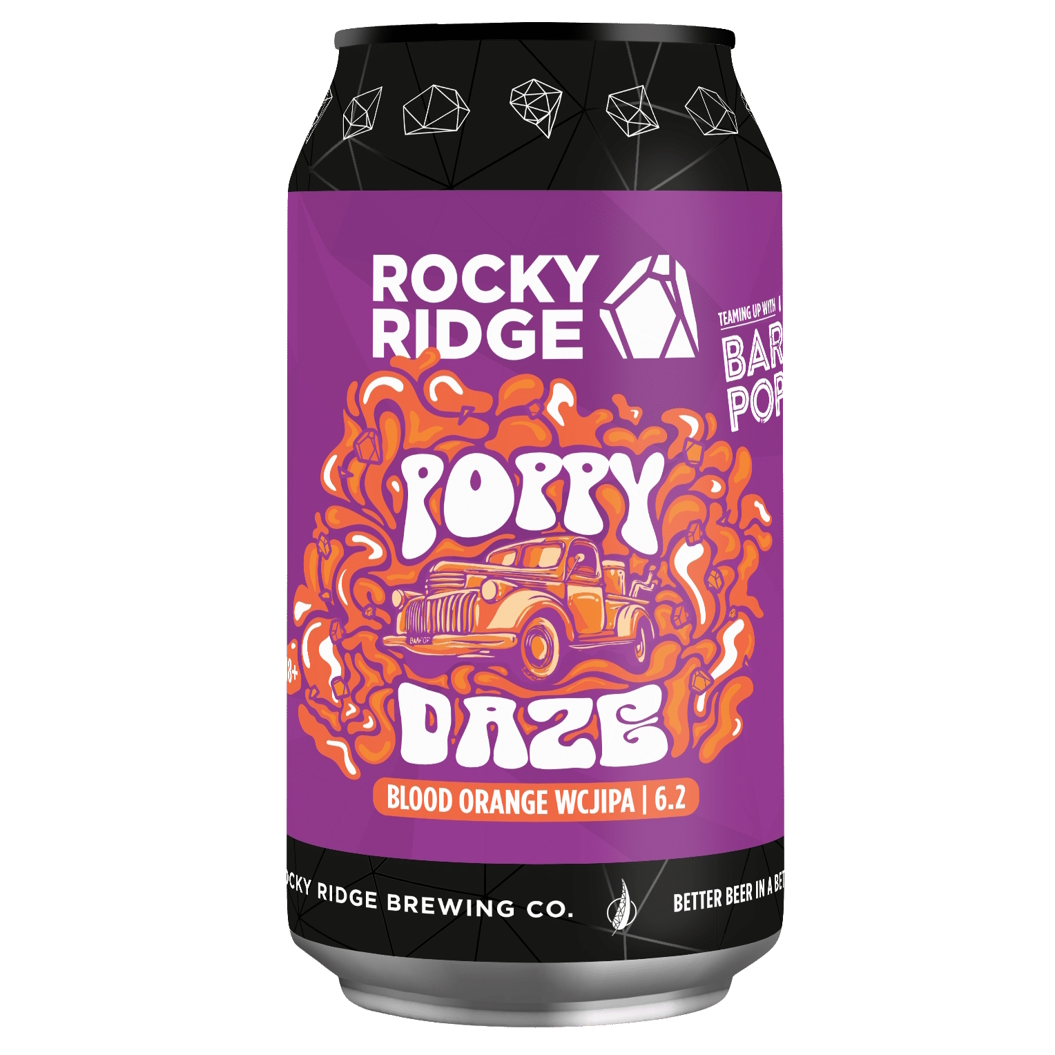 Rocky Ridge Poppy Daze Blood Orange IPA beer Label Full Size