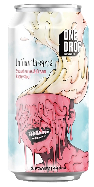 One Drop In Your Dreams Strawberries & Cream Pastry Sour beer Label Full Size
