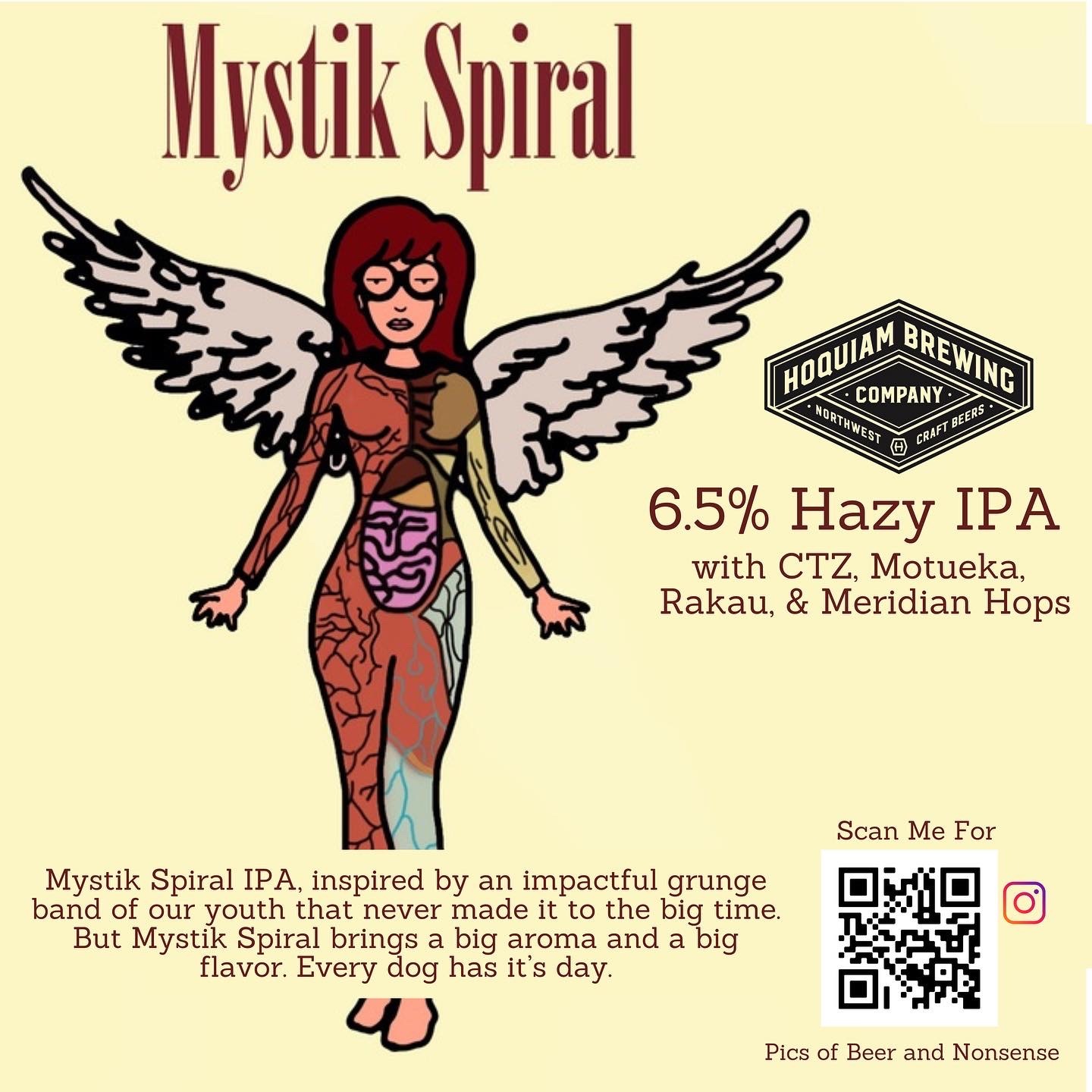 HBC Mystik Spiral beer Label Full Size