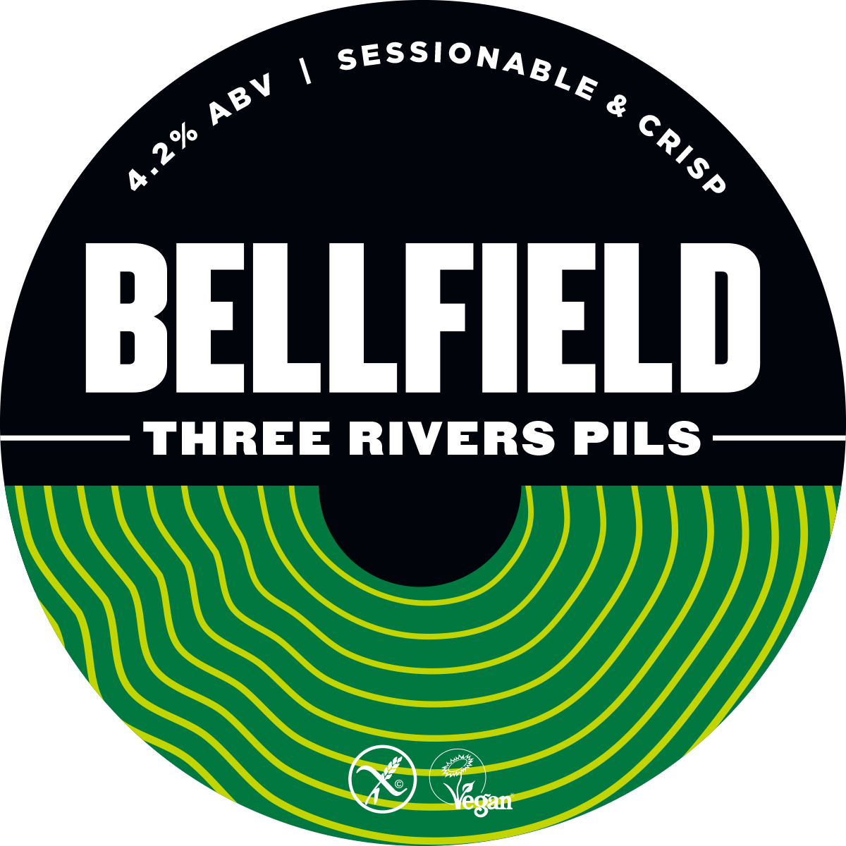 Bellfield Brewery Three Rivers Pils beer Label Full Size