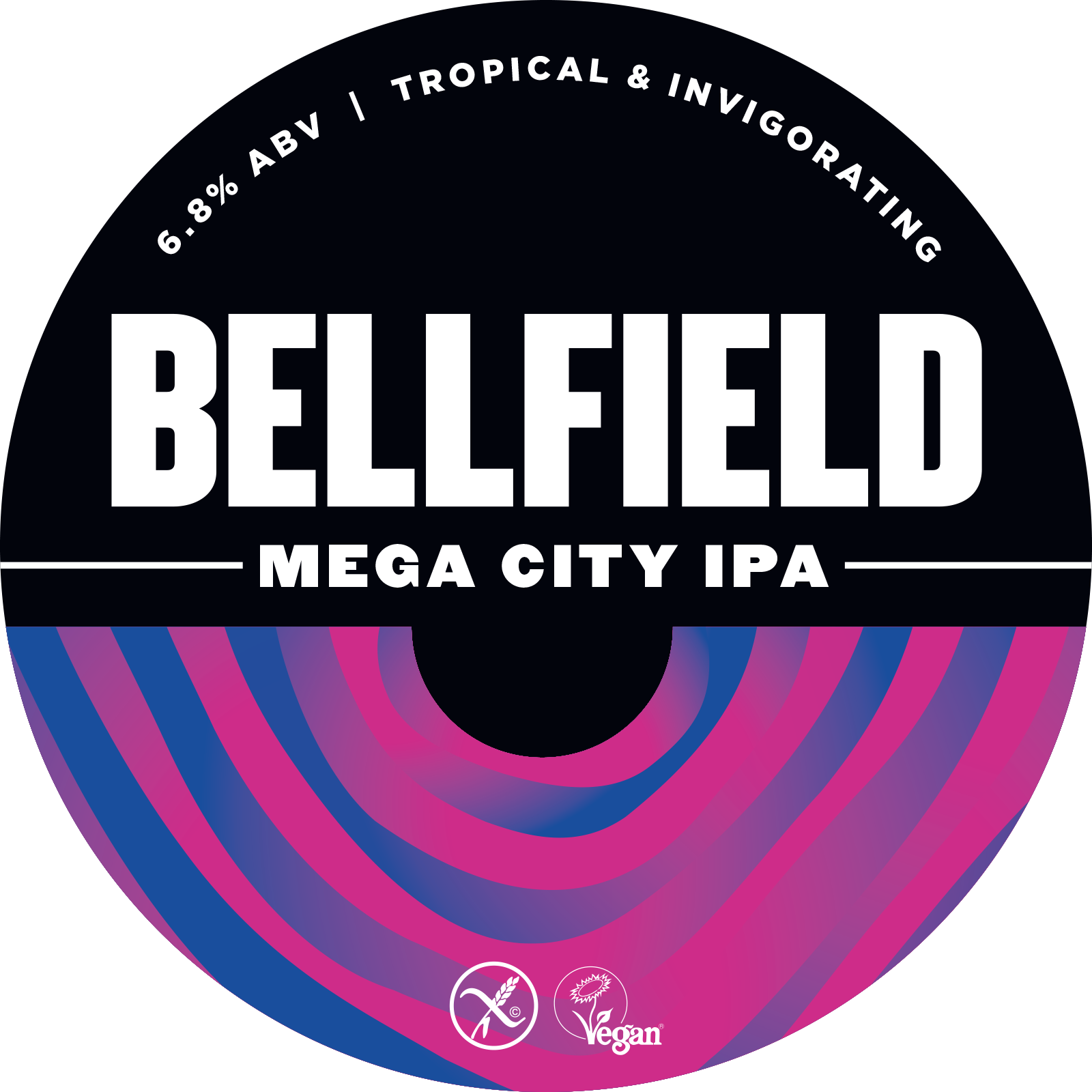 Bellfield Brewery Mega City IPA beer Label Full Size