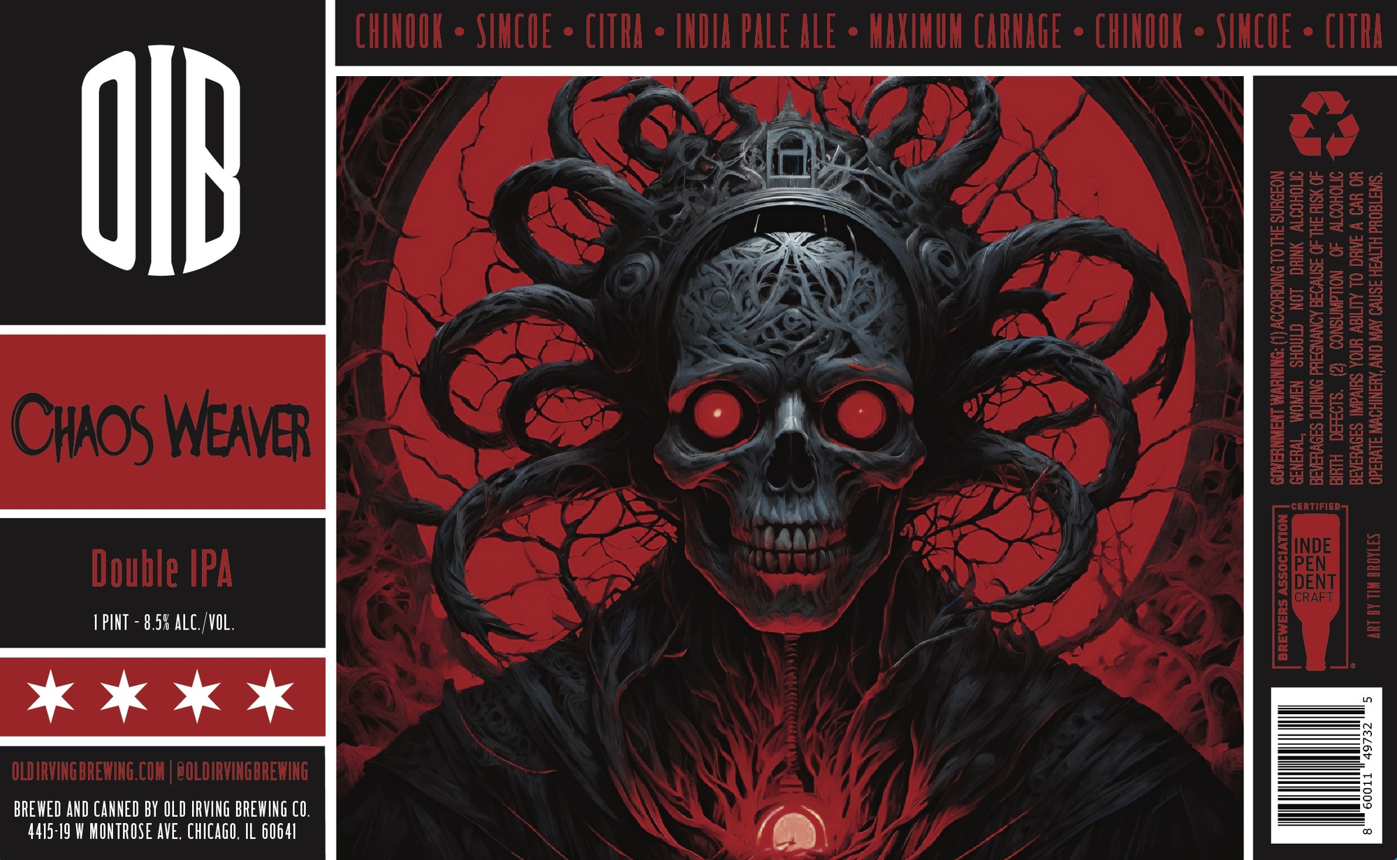 Old Irving Chaos Weaver beer Label Full Size
