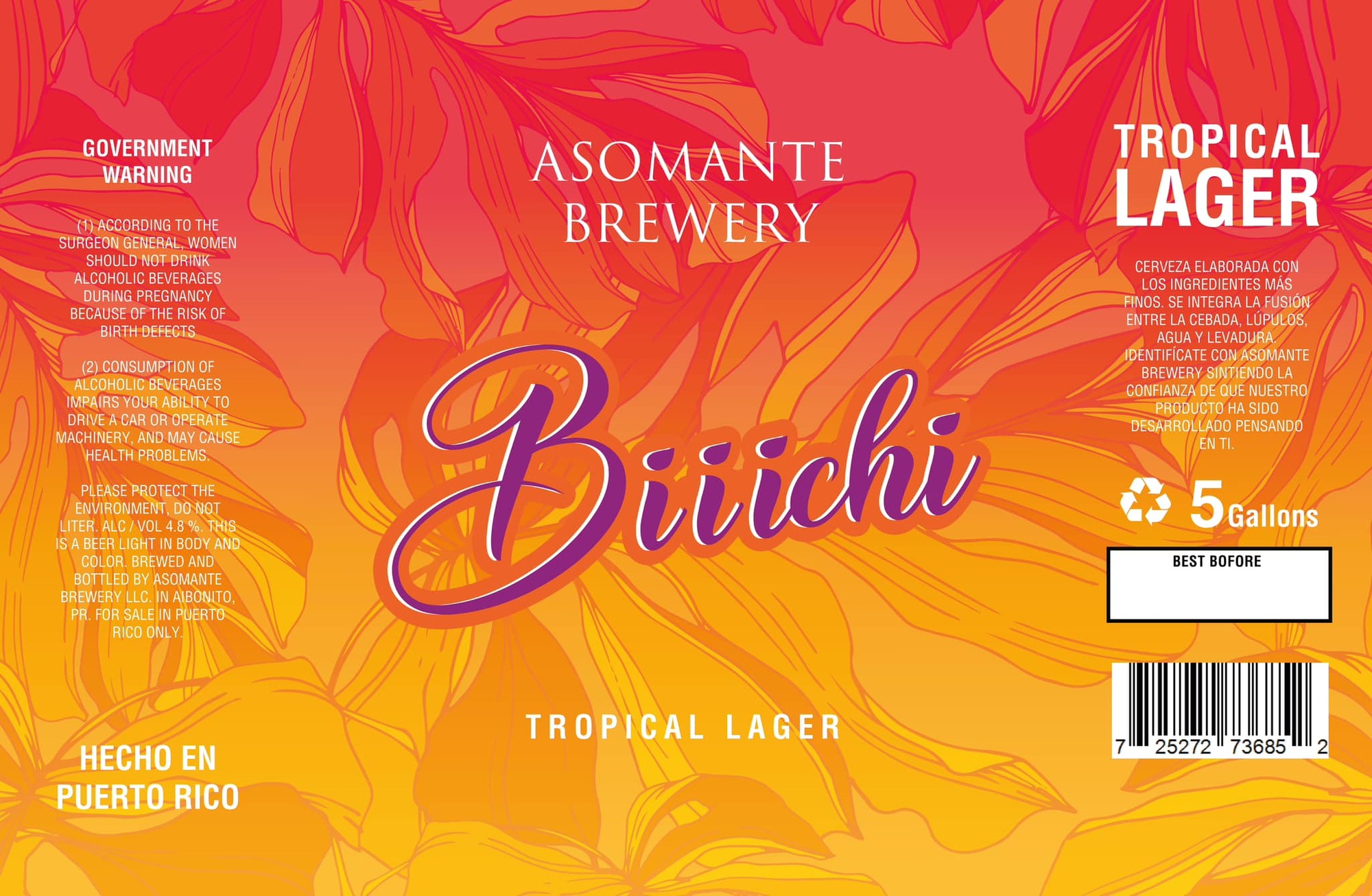 Asomante Brewery Biiichi beer Label Full Size