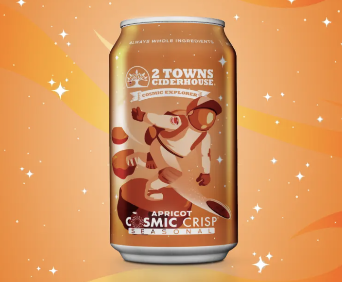 2 Towns Apricot Cosmic Crisp beer Label Full Size