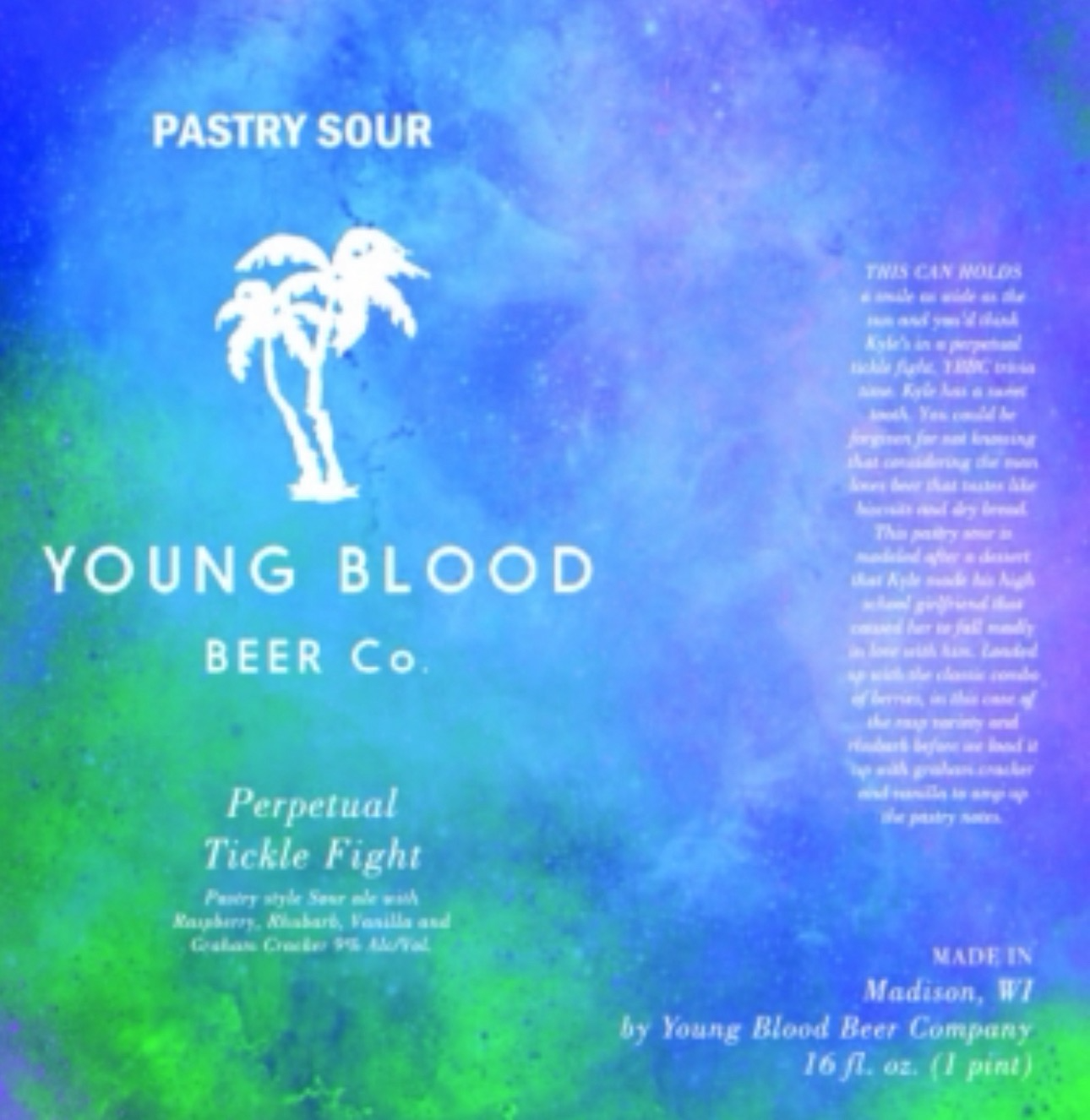 Young Blood Perpetual Tickle Fight beer Label Full Size