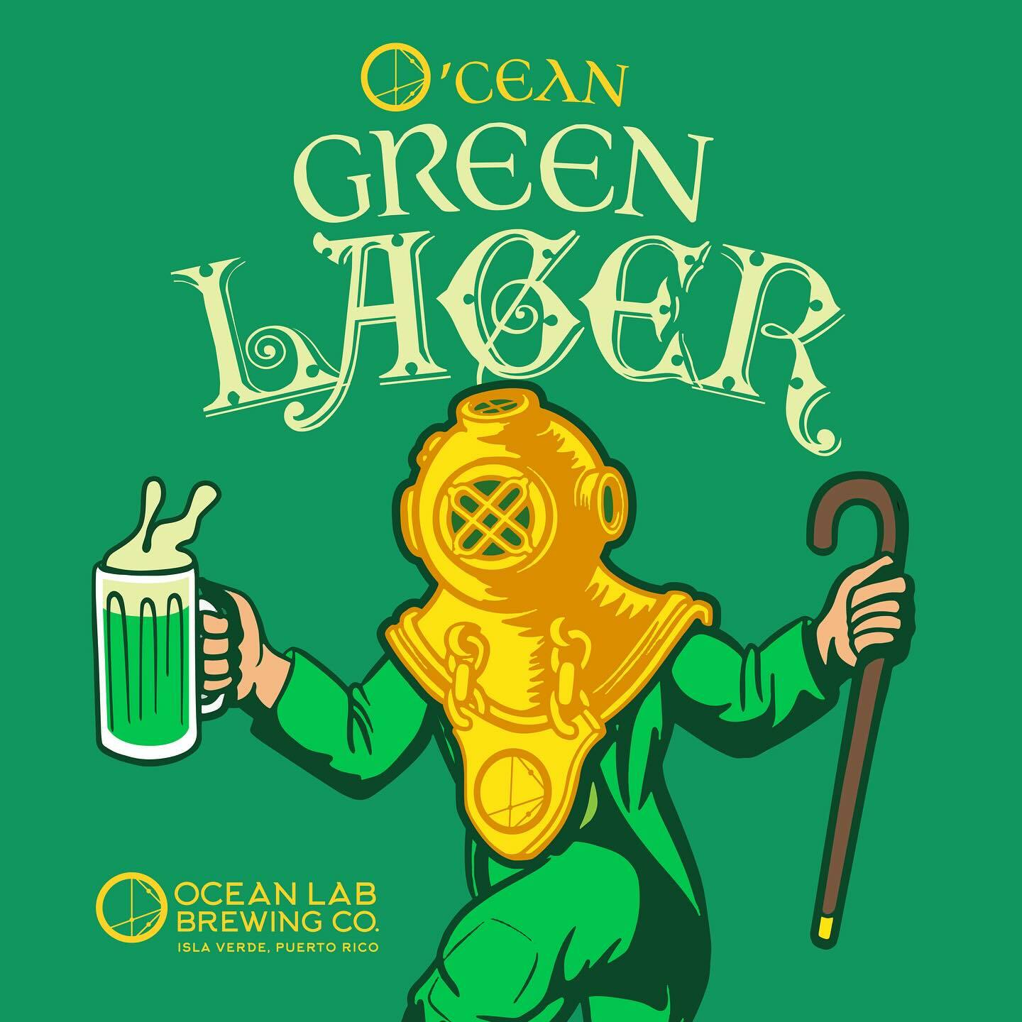 Ocean Lab O’cean Green Lager beer Label Full Size