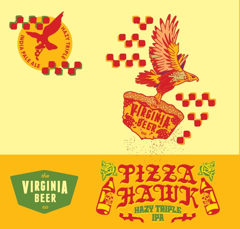 Virginia Beer Co. PIZZA HAWK beer Label Full Size