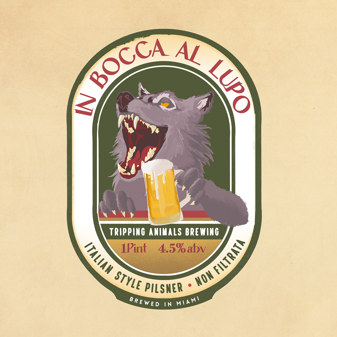 Tripping Animals In Bocca Al Lupo beer Label Full Size