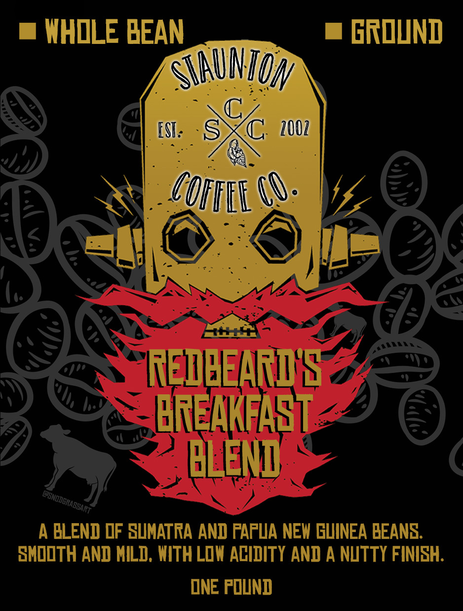 Redbeard Brewing Blue Ridge Breakfast Stout Coconut Orange beer Label Full Size