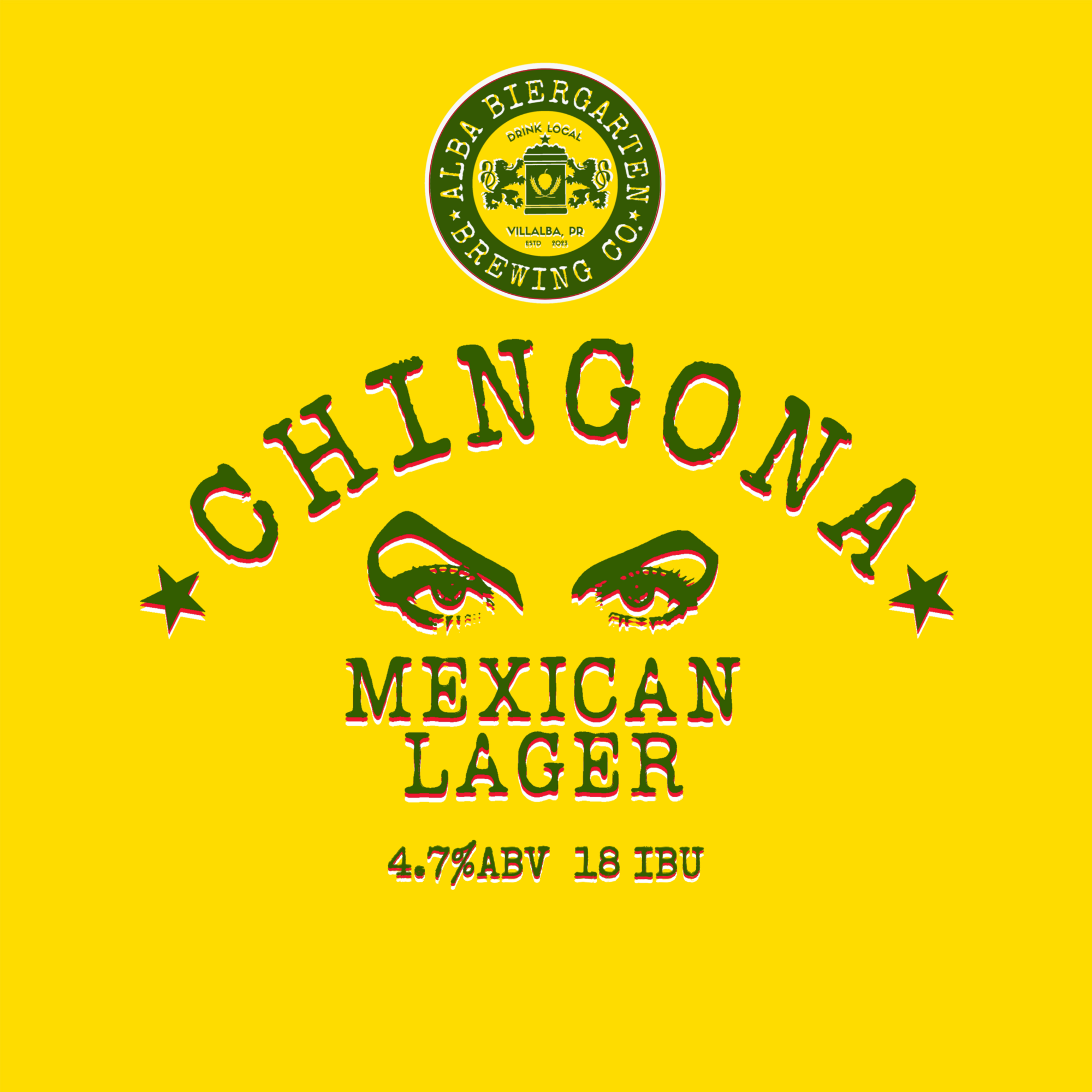 Alba Biergarten Brewing Co. Chingona beer Label Full Size