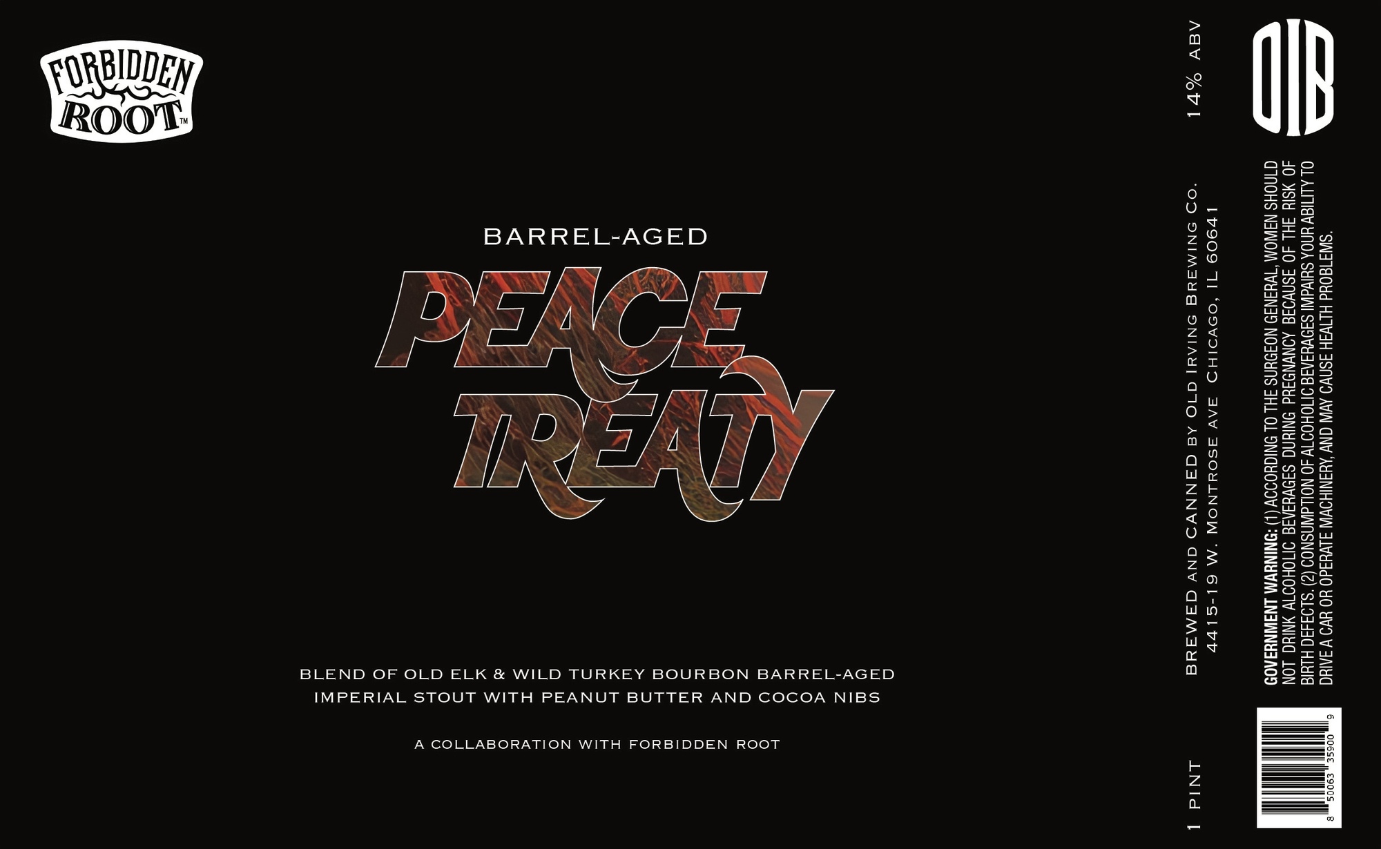 Old Irving + Forbidden Root Barrel-Aged Peace Treaty (2024) beer Label Full Size