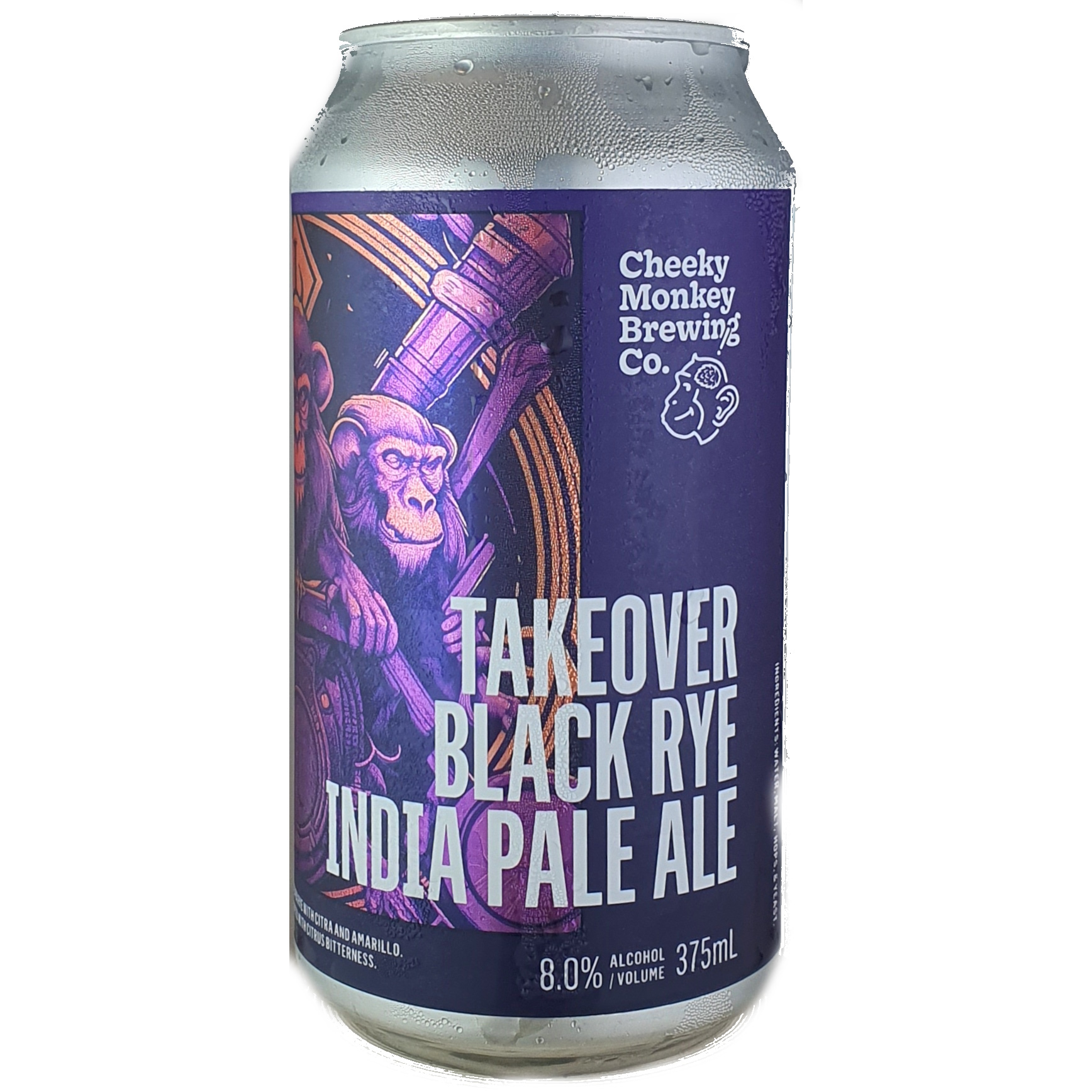 Cheeky Monkey Takeover Black Rye Ipa beer Label Full Size