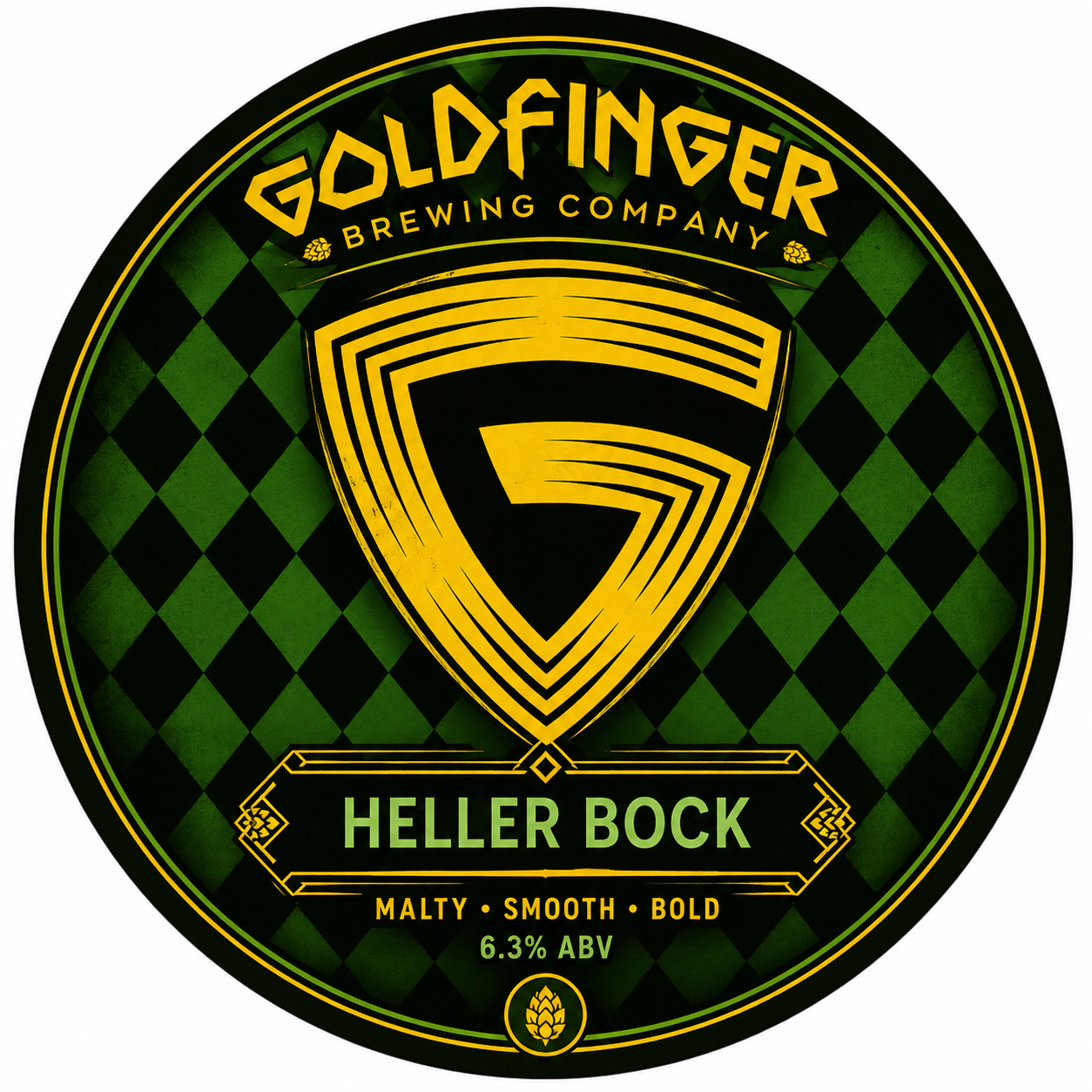 Goldfinger Heller Bock beer Label Full Size