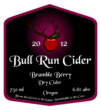 Bull Run Bramble Berry Dry Cider beer Label Full Size