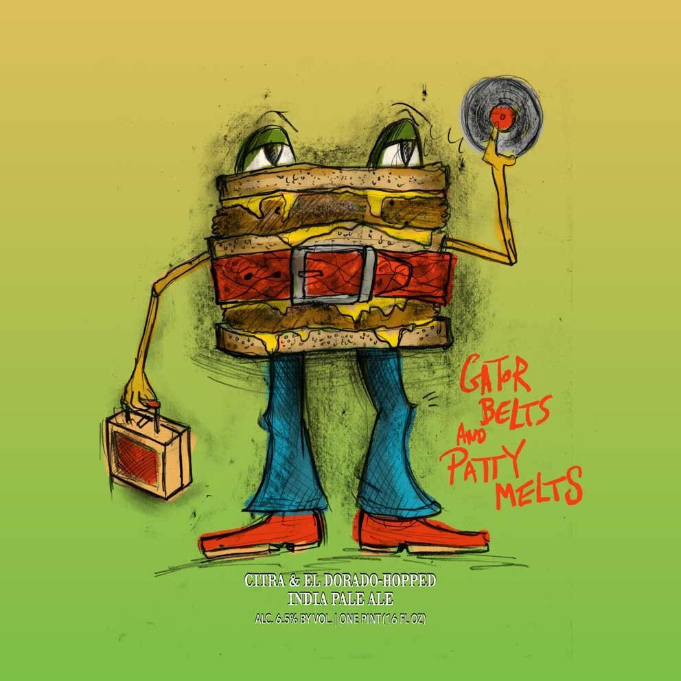 Hop Butcher for the World Gator Belts and Patty Melts beer Label Full Size