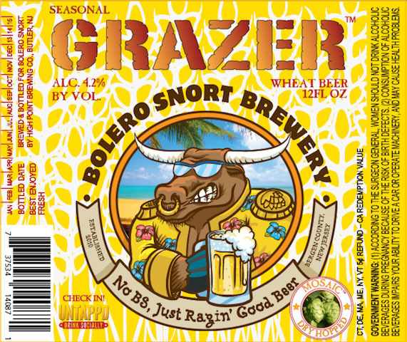 Bolero Snort Seasonal Grazer beer Label Full Size
