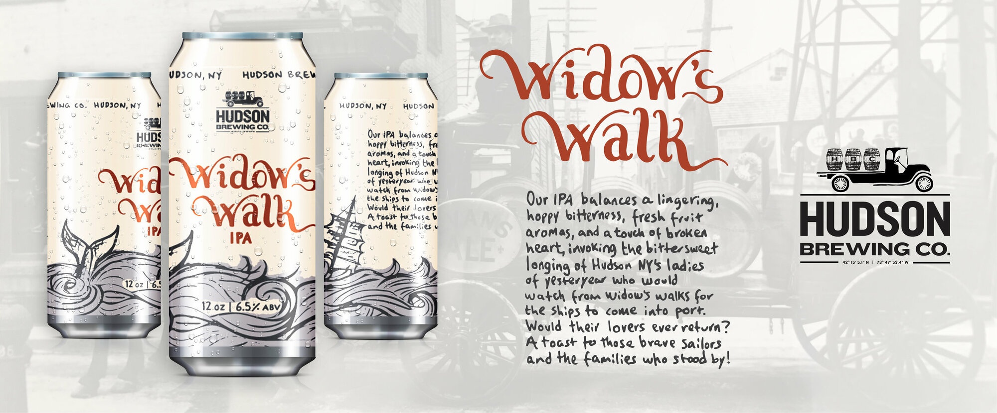 Hudson Brewing Widows Walk IPA beer Label Full Size