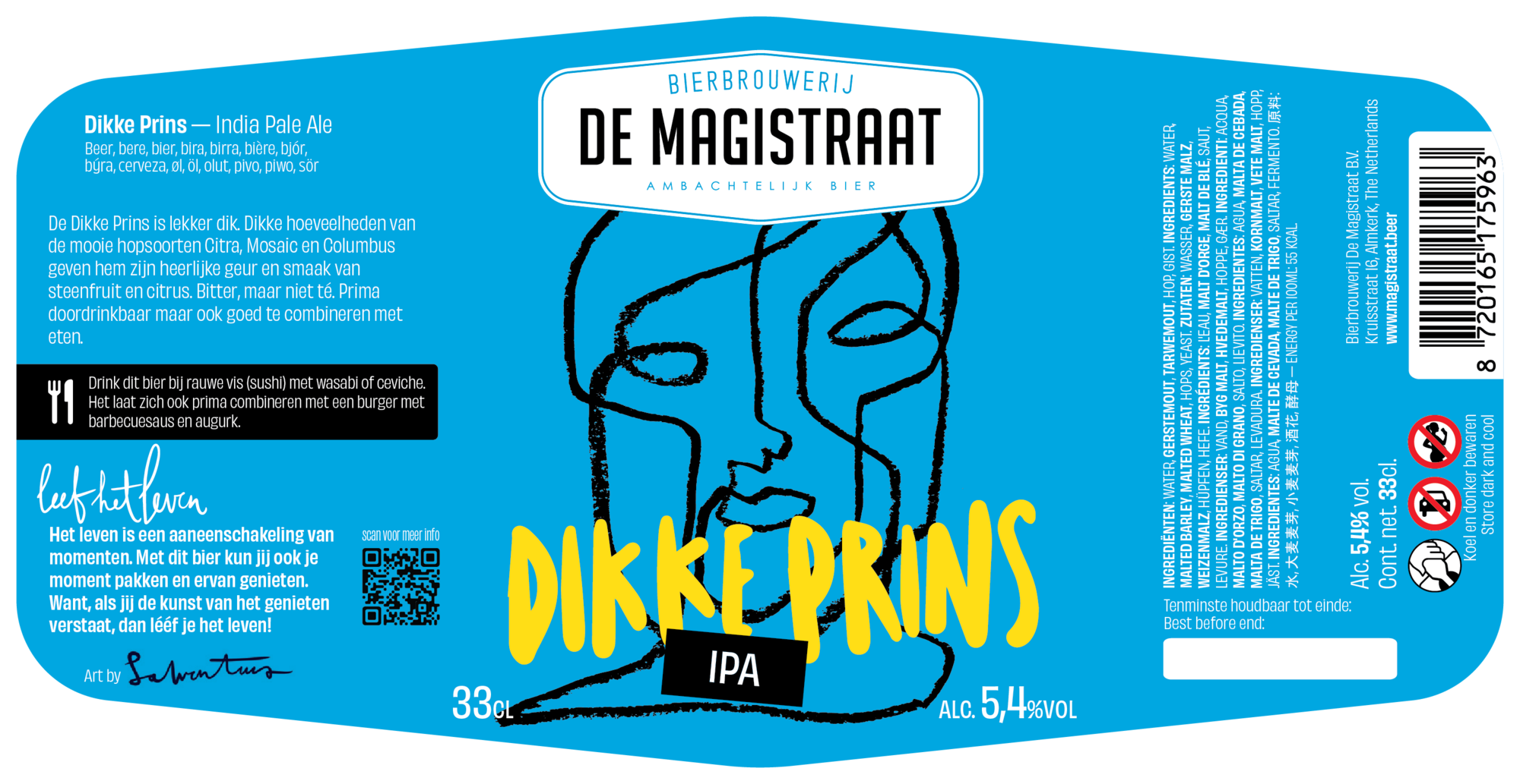 De Magistraat Dikke Prins beer Label Full Size