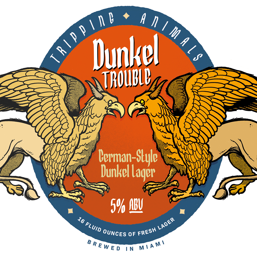 Tripping Animals Dunkel Trouble beer Label Full Size