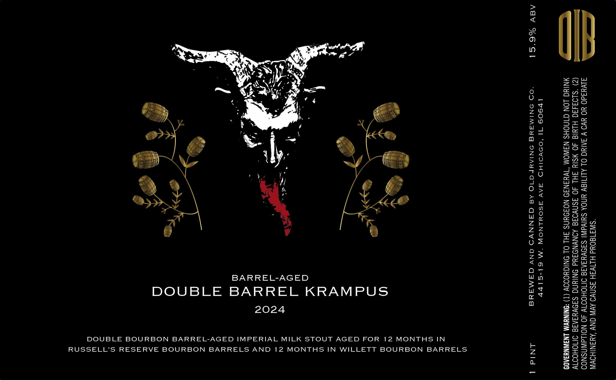 Old Irving Barrel Aged Double Barrel Krampus (2024) beer Label Full Size