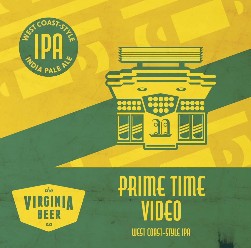 Virginia Beer Co. Prime Time Video beer Label Full Size