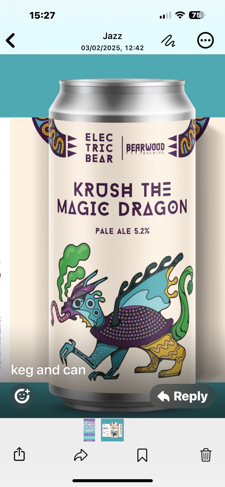 Electric Bear Krush The Magic Dragon beer Label Full Size