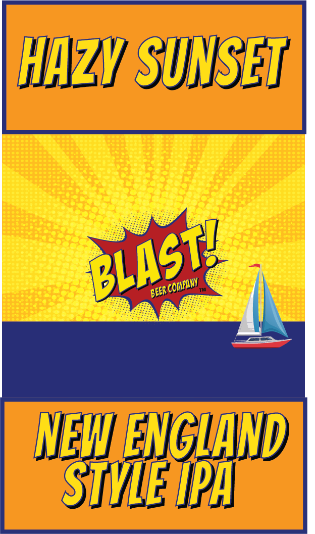 Blast 3 - Hazy Sunset NEIPA beer Label Full Size
