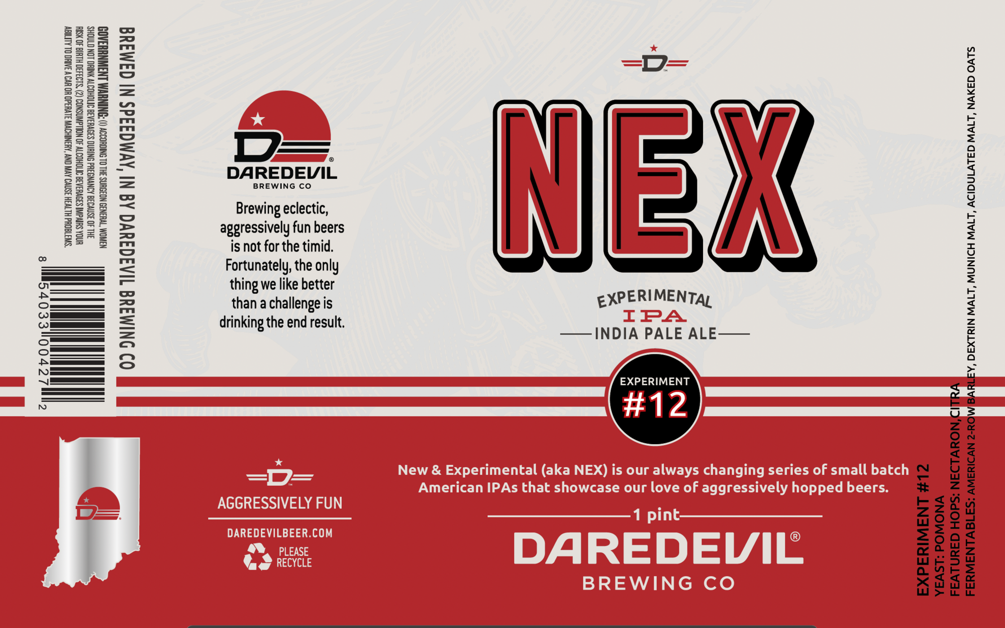 Daredevil NEX IPA: Experiment #12 beer Label Full Size