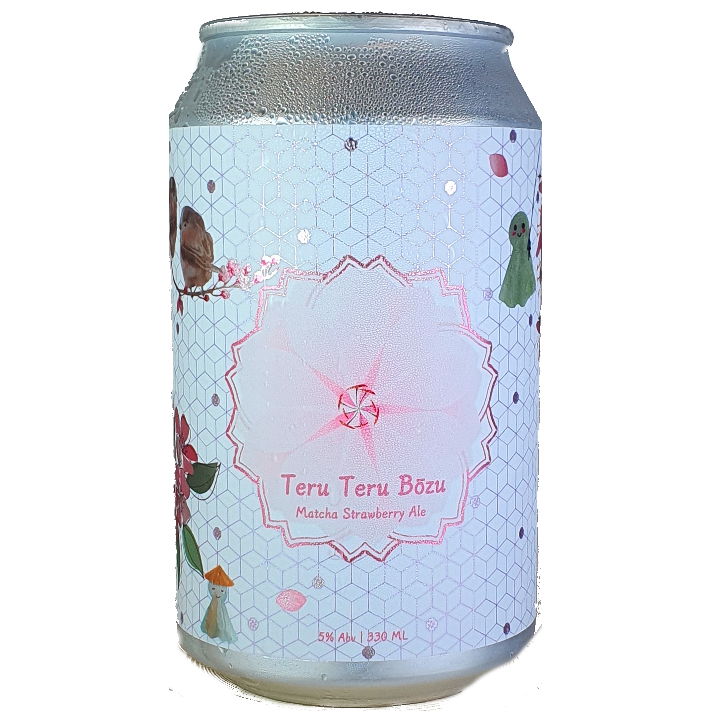 Sunbird Teru Teru Bozu Matcha Strawberry beer Label Full Size