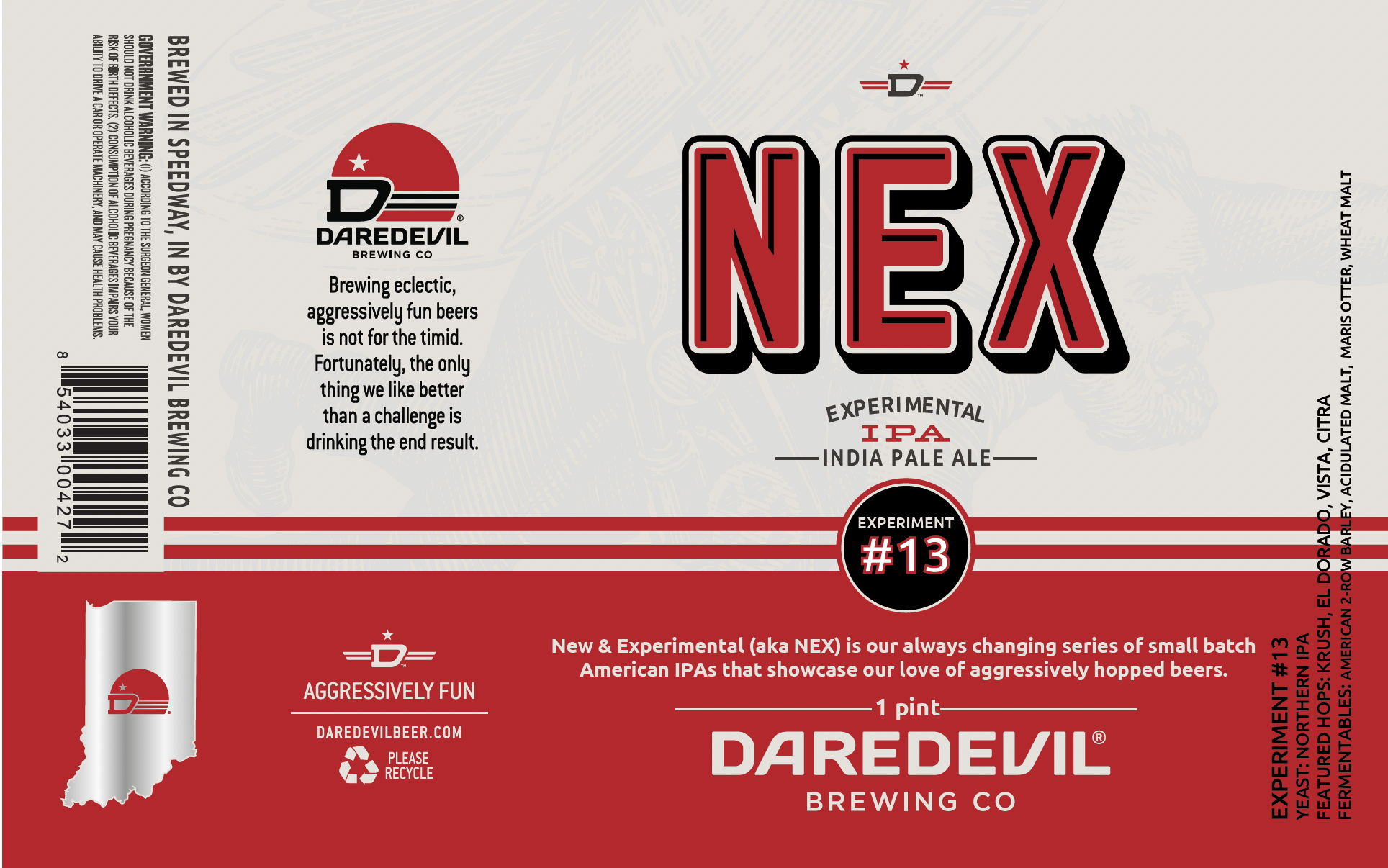 Daredevil NEX IPA: Experiment #13 beer Label Full Size