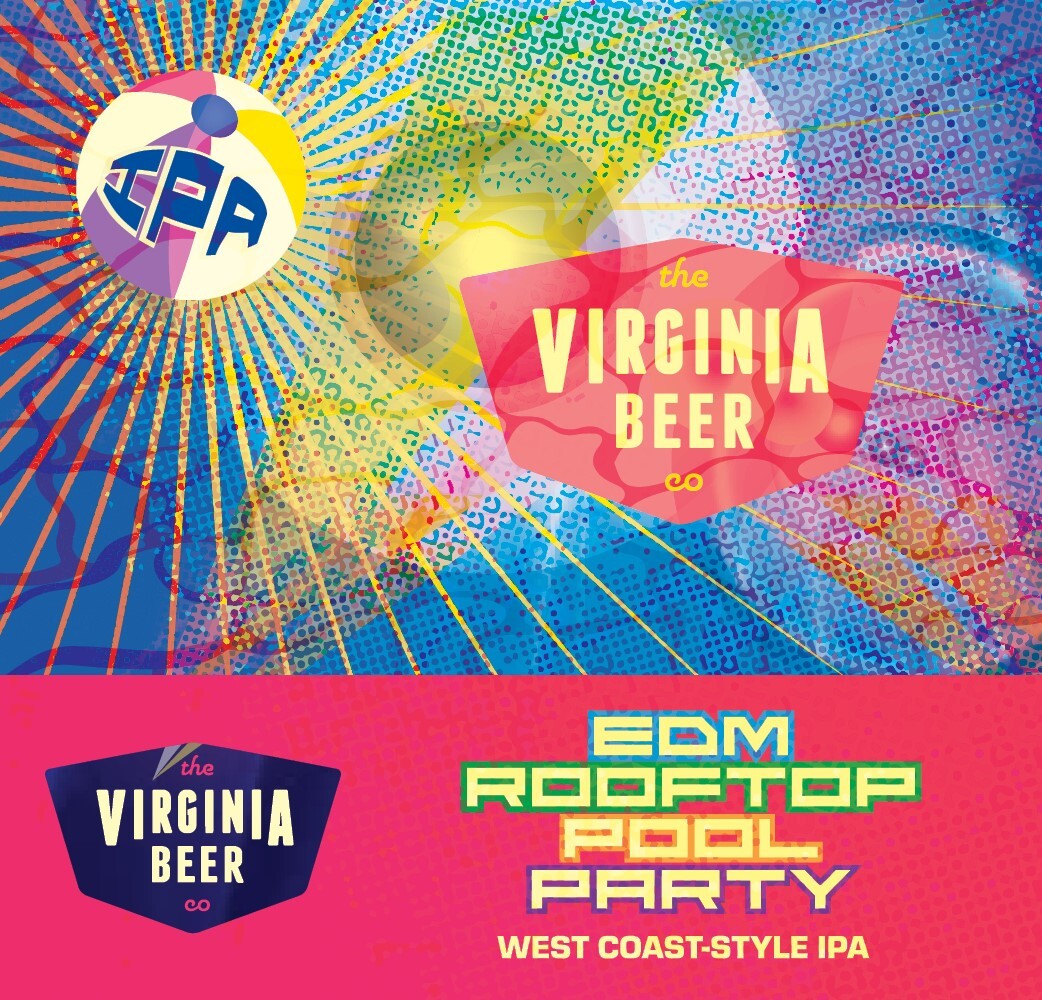 Virginia Beer Co. EDM Rooftop Pool Party beer Label Full Size