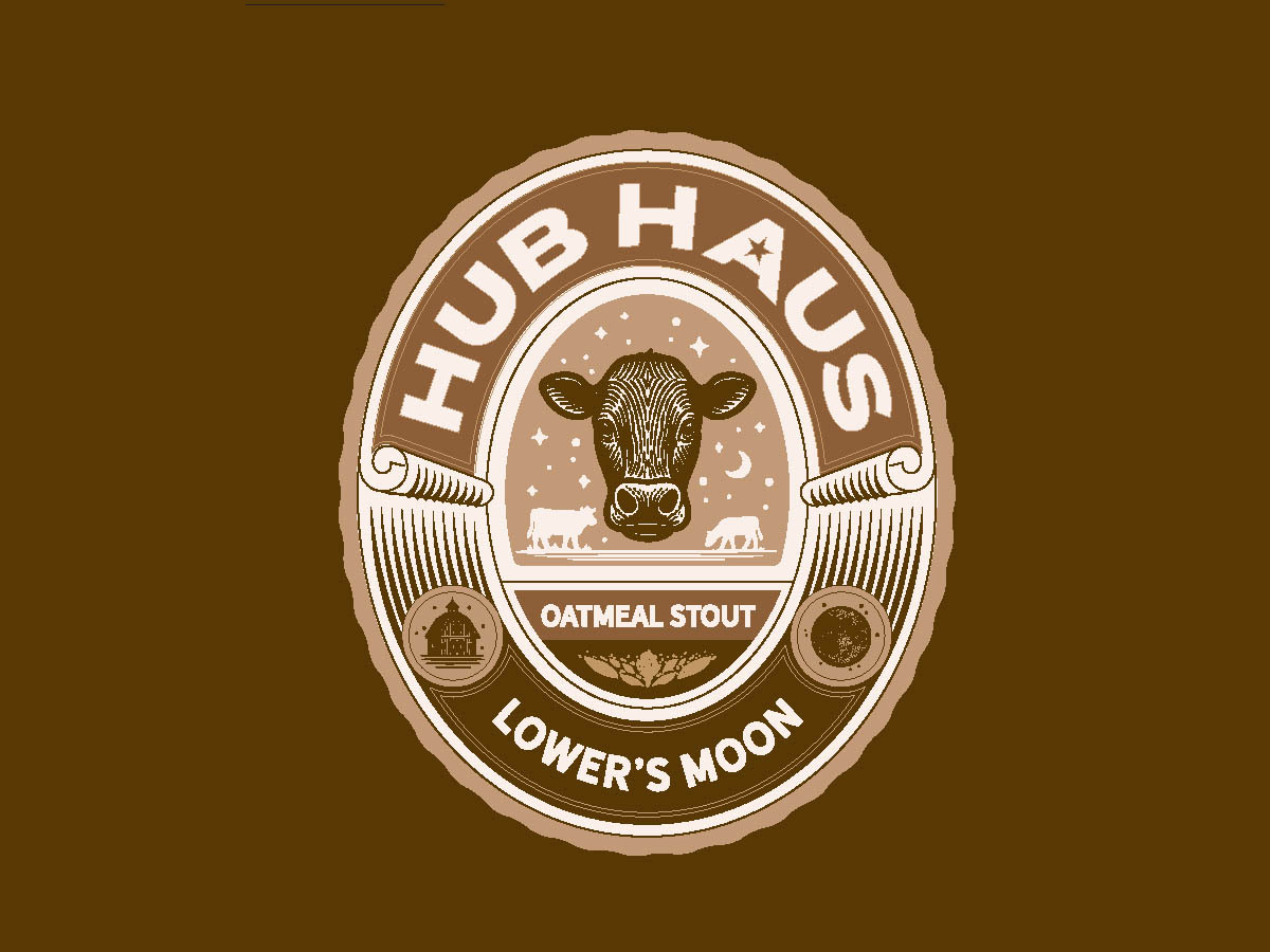 HubHaus Lower's Moon (Oatmeal Stout) beer Label Full Size