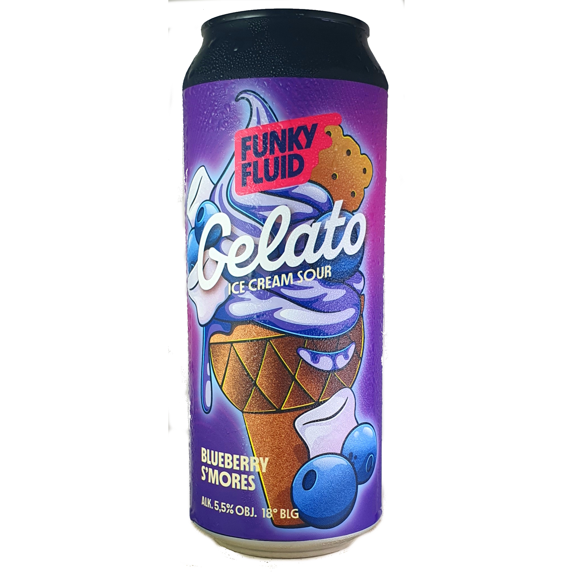 Funky Fluid Gelato: Blueberry S'mores beer Label Full Size