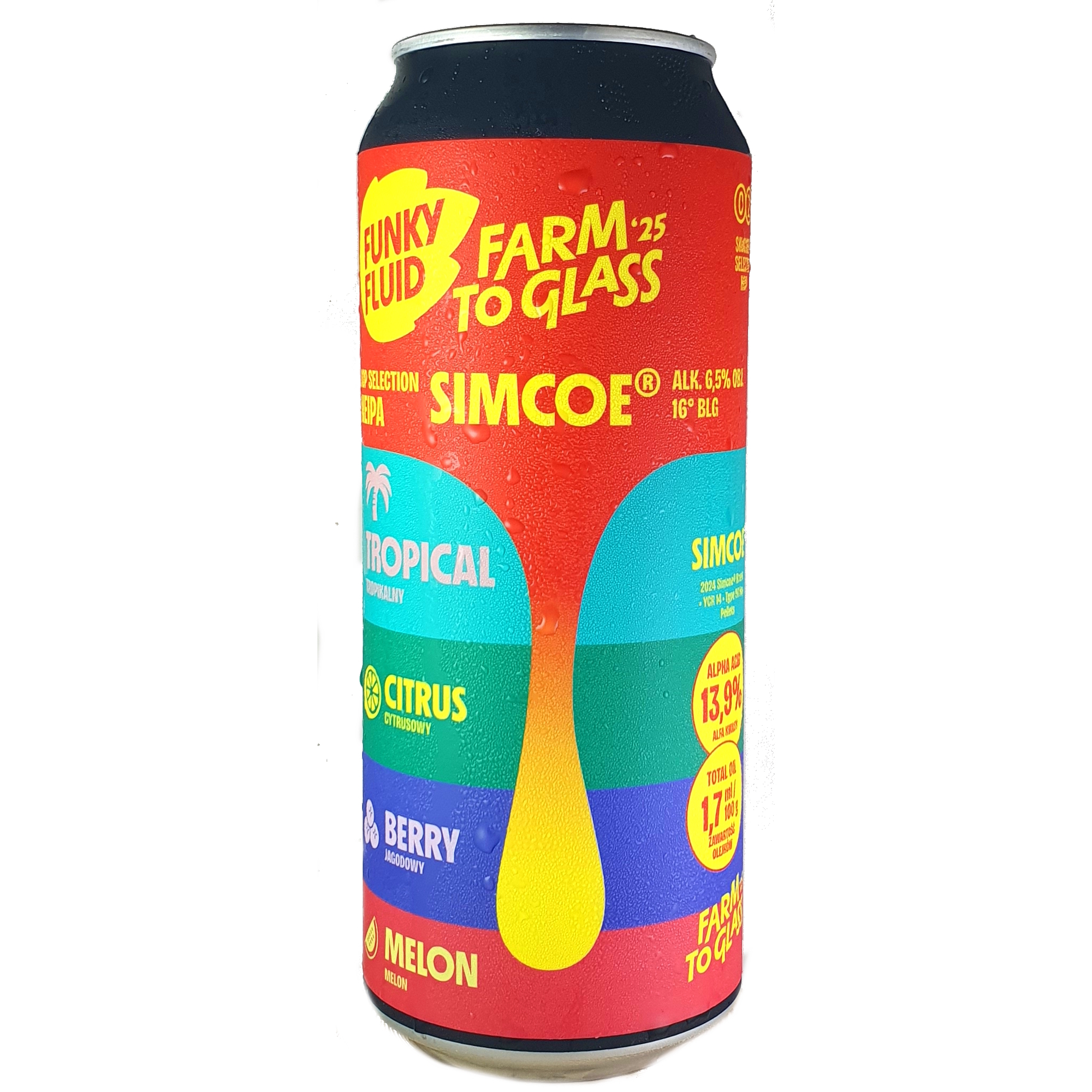 Funky Fluid Farm To Glass: Simcoe beer Label Full Size