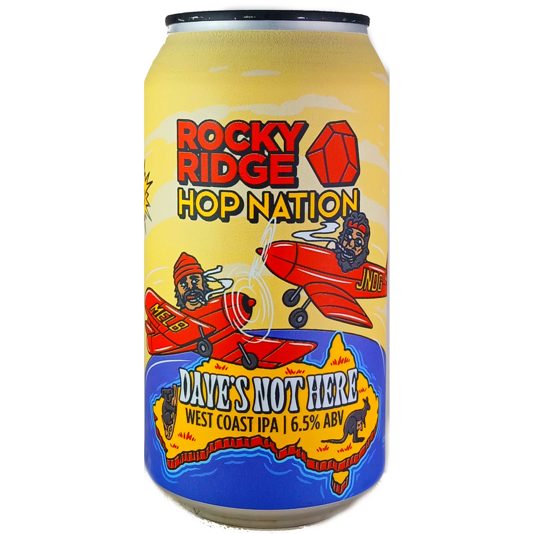 Rocky Ridge + Hop Nation Dave's Not Here beer Label Full Size