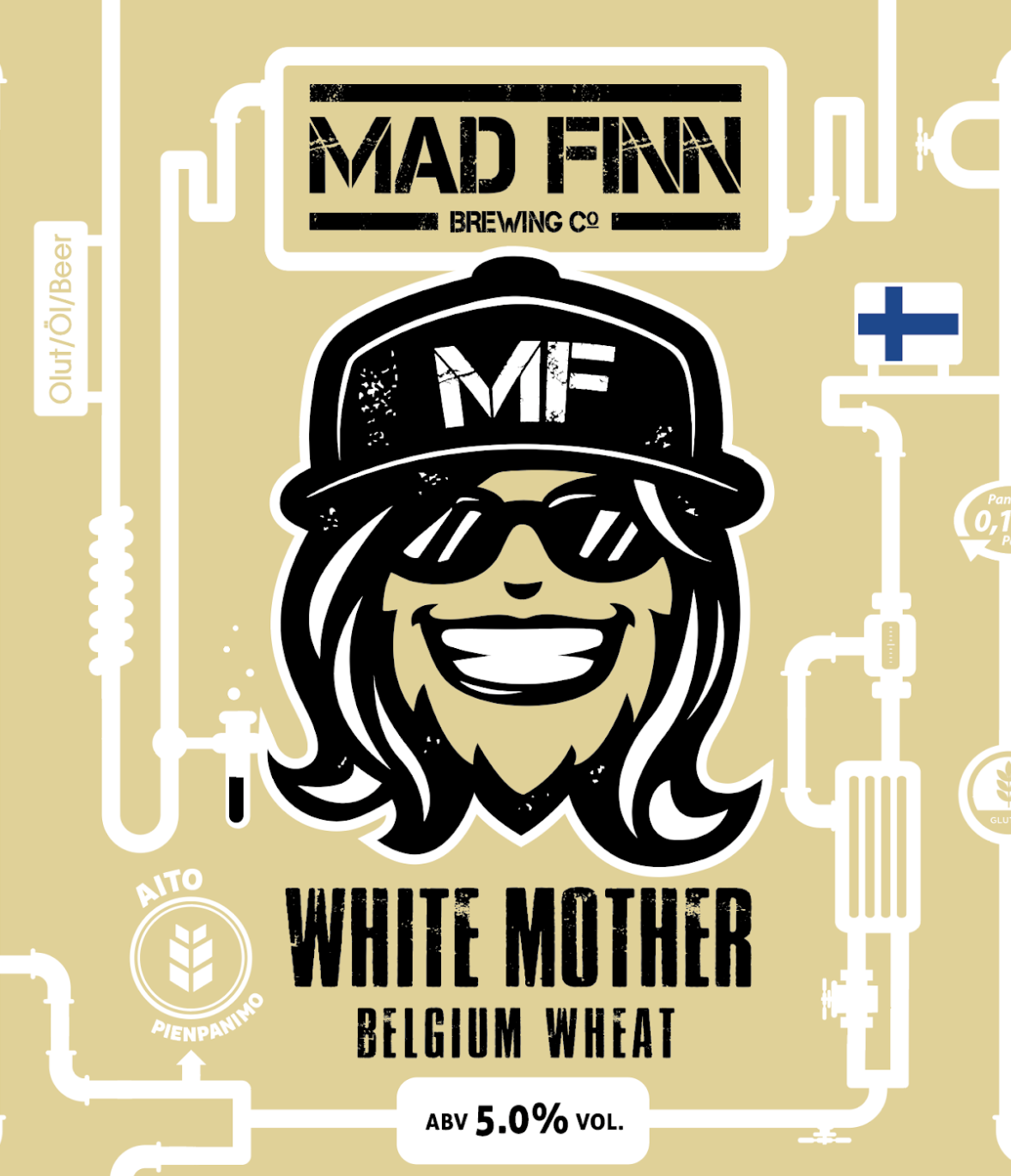 Mad Finn White Mother beer Label Full Size