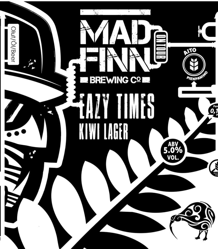 Mad Finn Kiwi Eazy Times NZ Lager beer Label Full Size