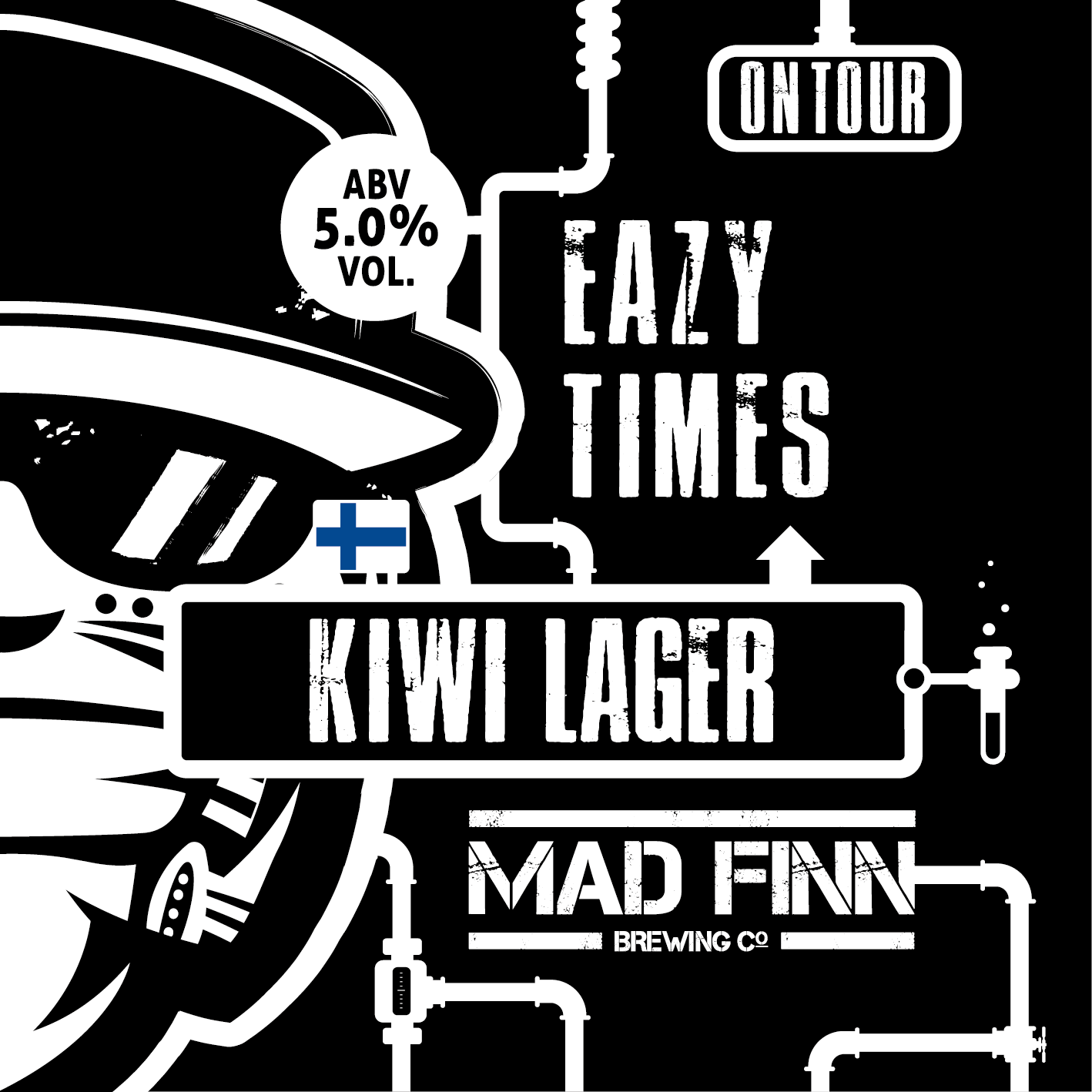 Mad Finn Eazy Times NZ Lager (GF) beer Label Full Size