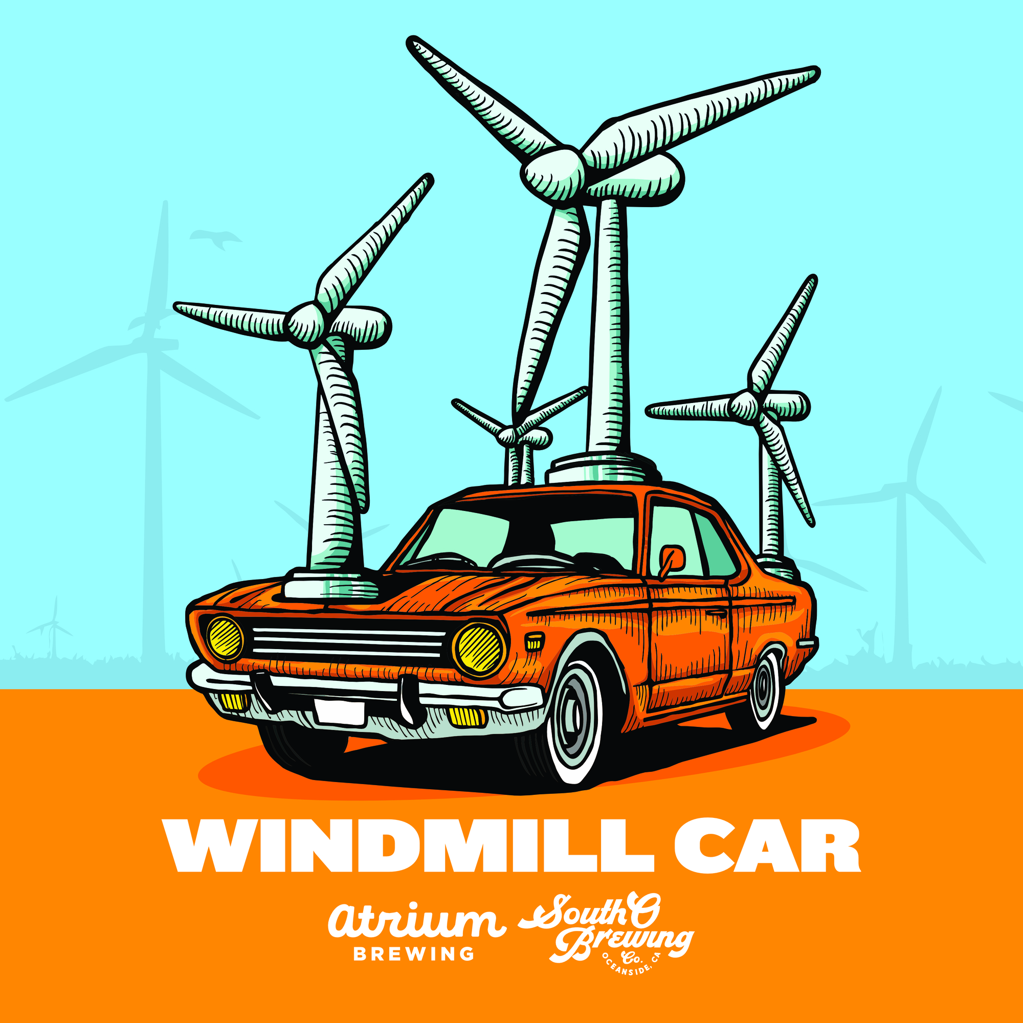 Atrium Windmill Car beer Label Full Size