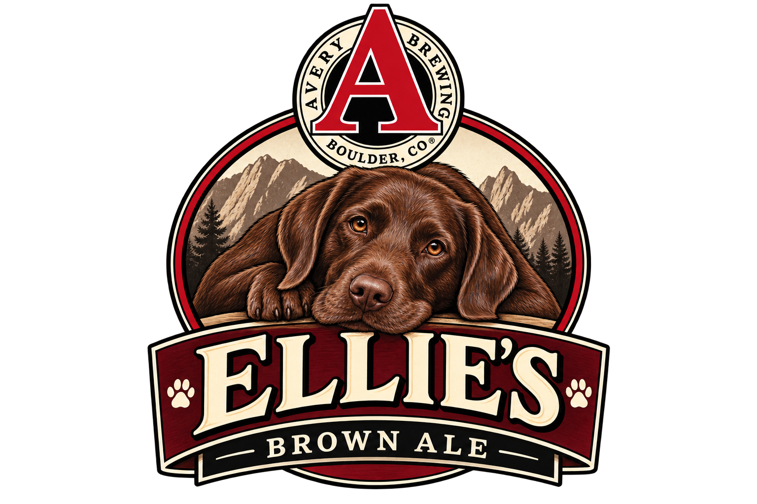 Avery Ellie's Brown beer Label Full Size
