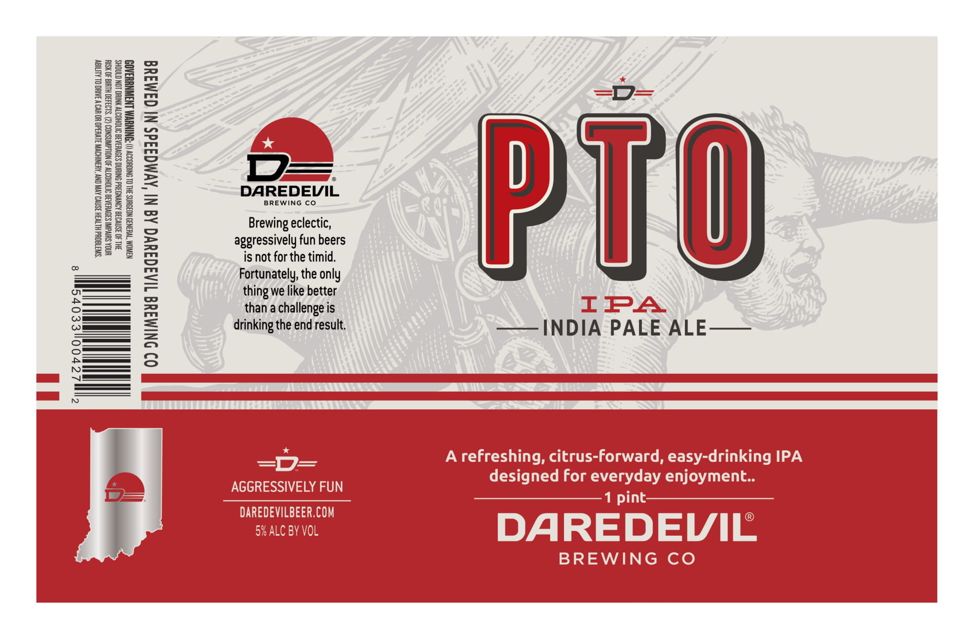 Daredevil PTO IPA beer Label Full Size