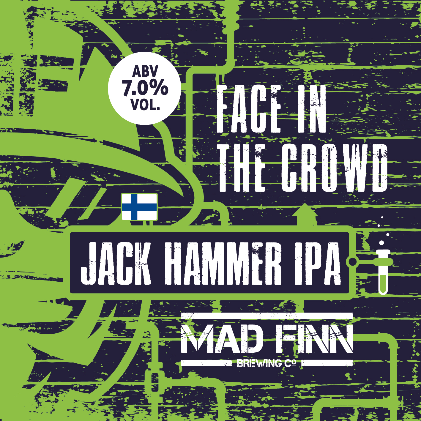 Mad Finn Face In the Crowd Jack Hammer beer Label Full Size