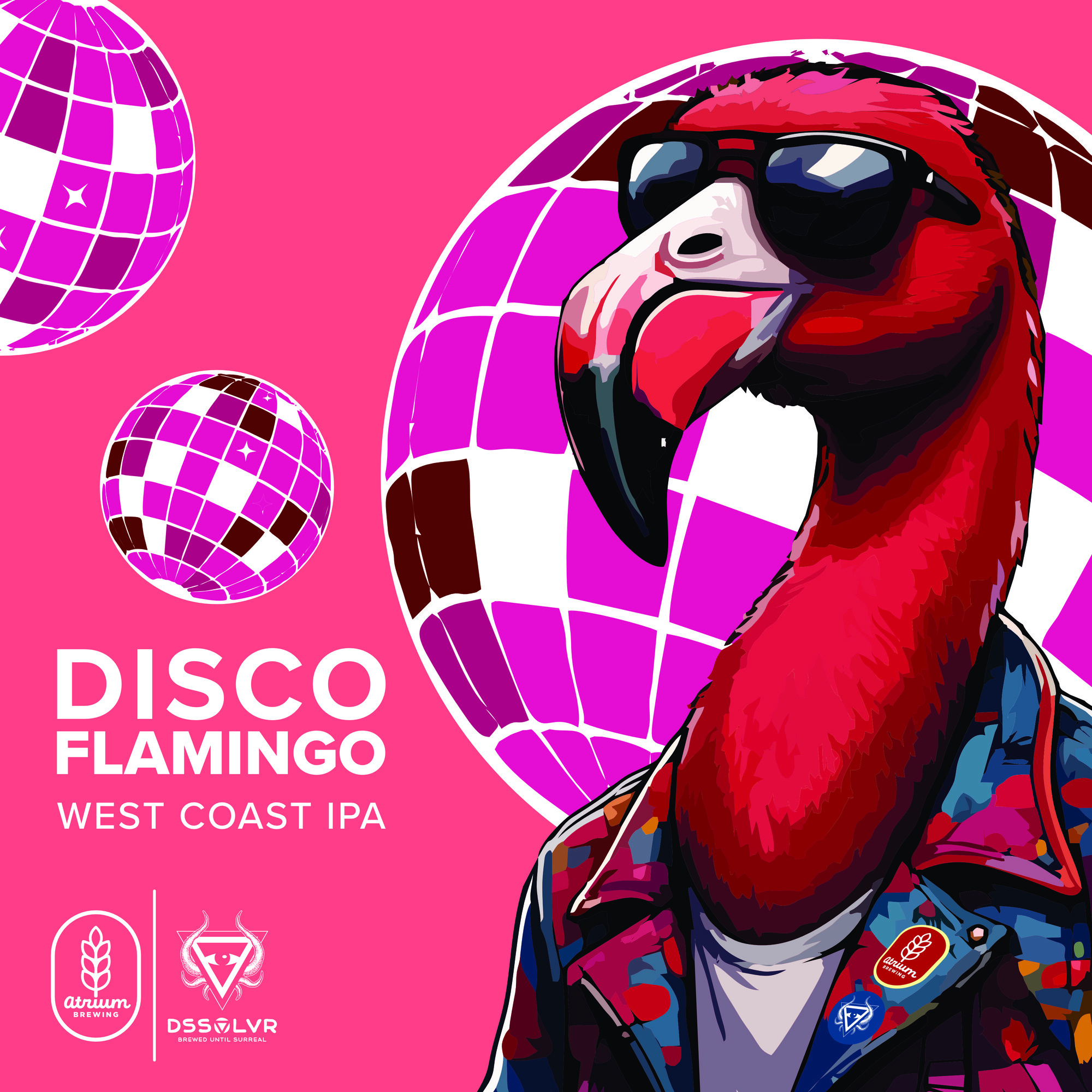 Atrium Disco Flamingo beer Label Full Size