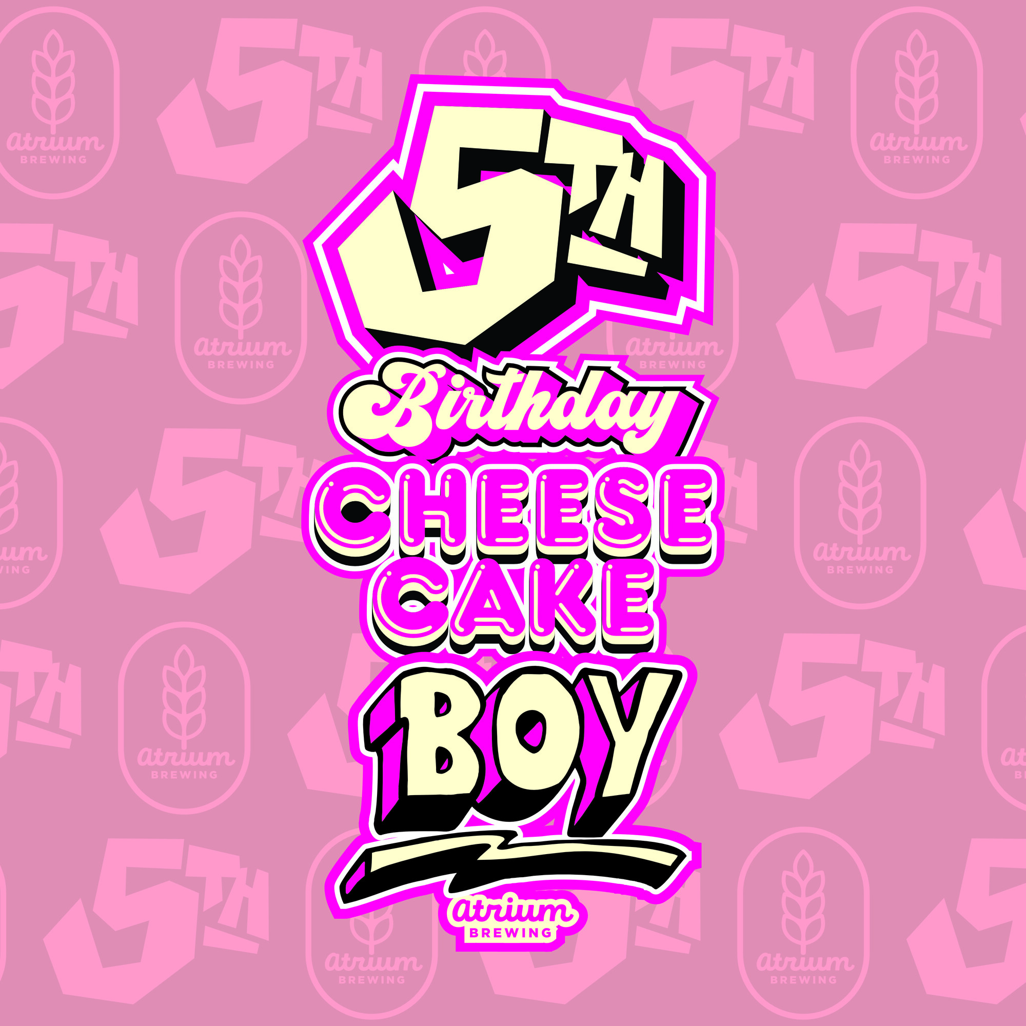 Atrium 5th Birthday Cheesecake Boy beer Label Full Size