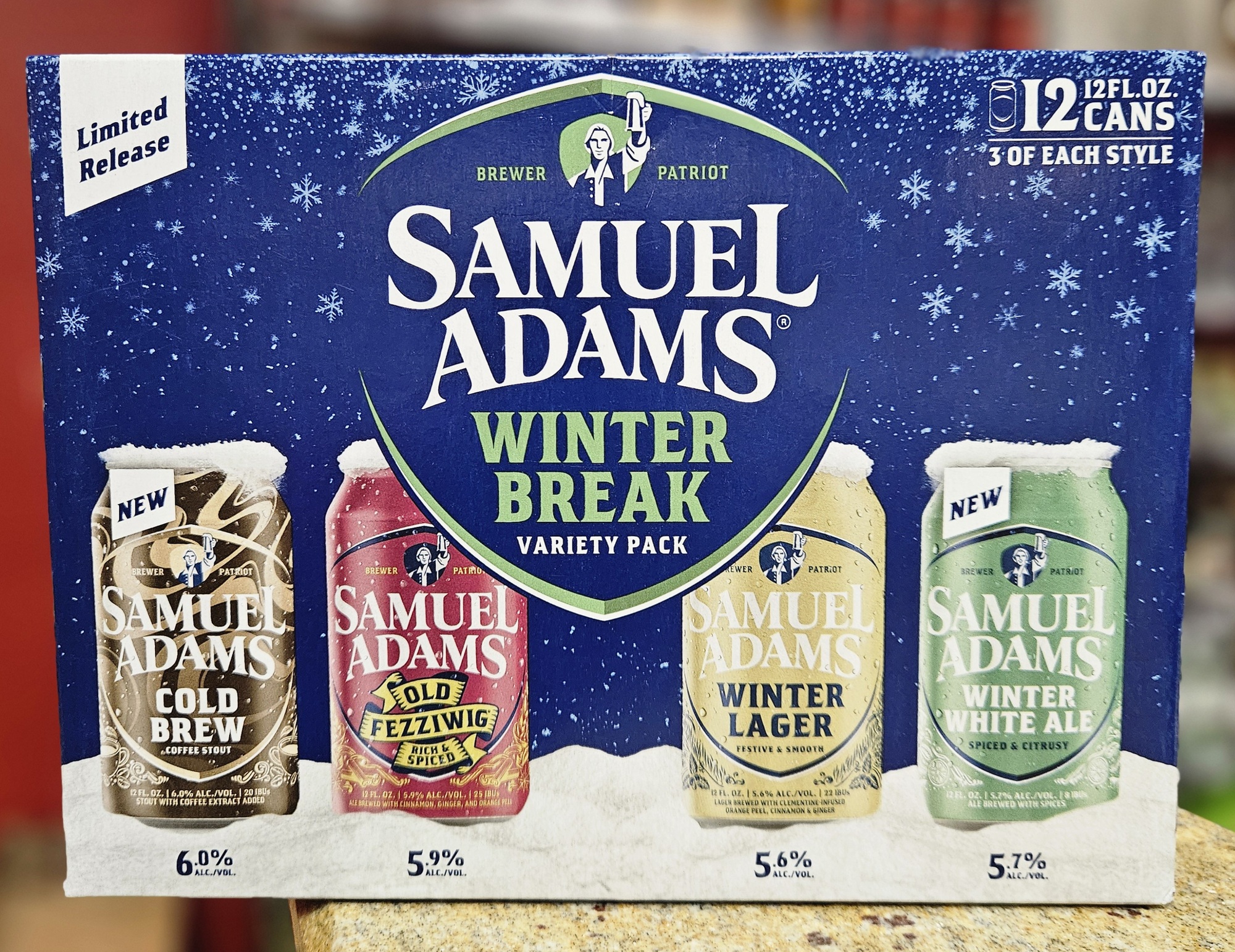 Sam Adams Winter Break Variety Pack Limited Release 2025 beer Label Full Size