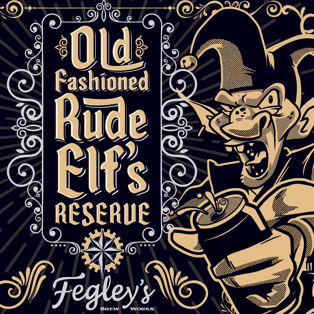 Fegley's Old Fashioned Rude Elf’s Reserve beer Label Full Size