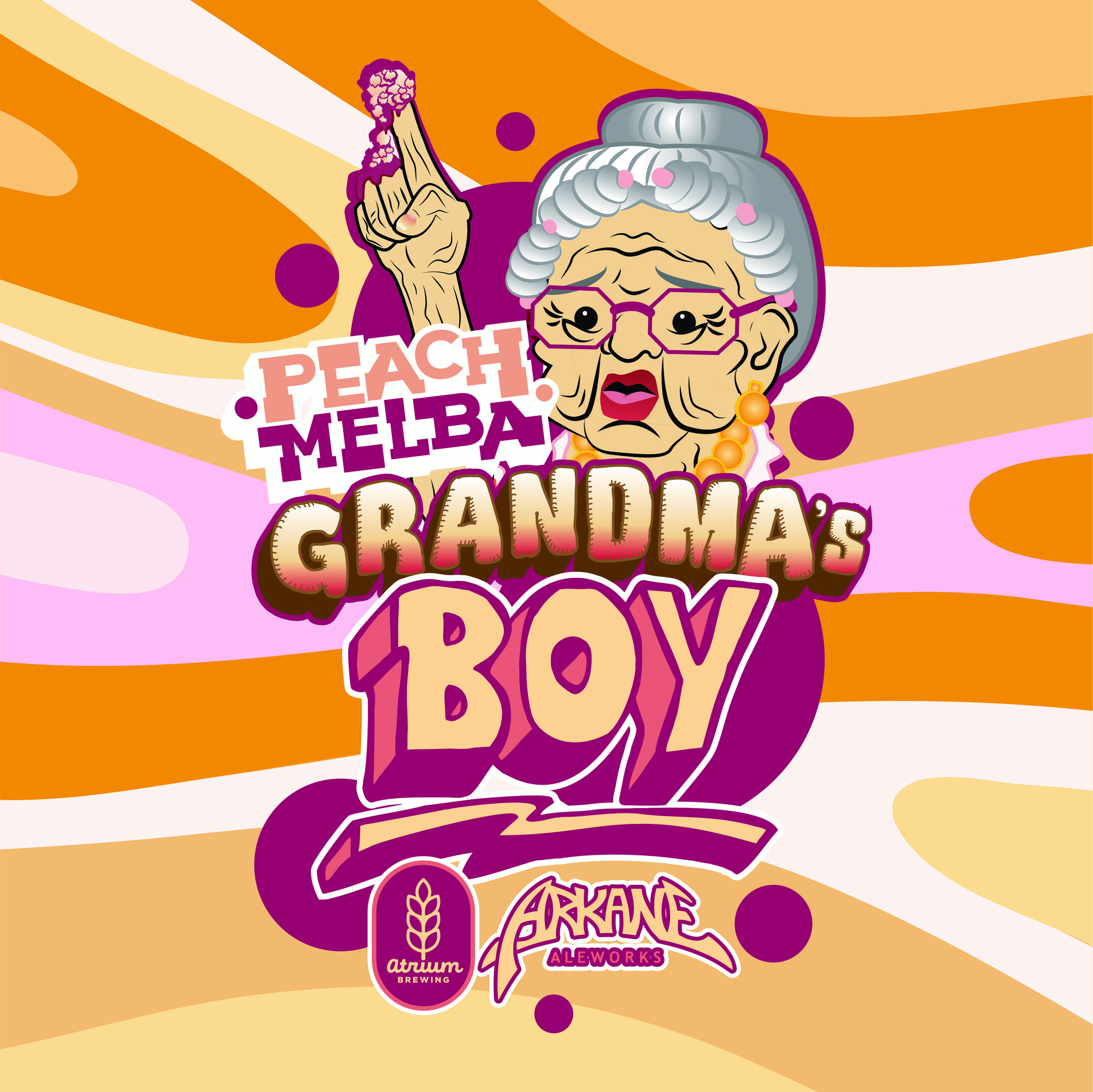 Atrium Peach Melba Grandma's Boy beer Label Full Size
