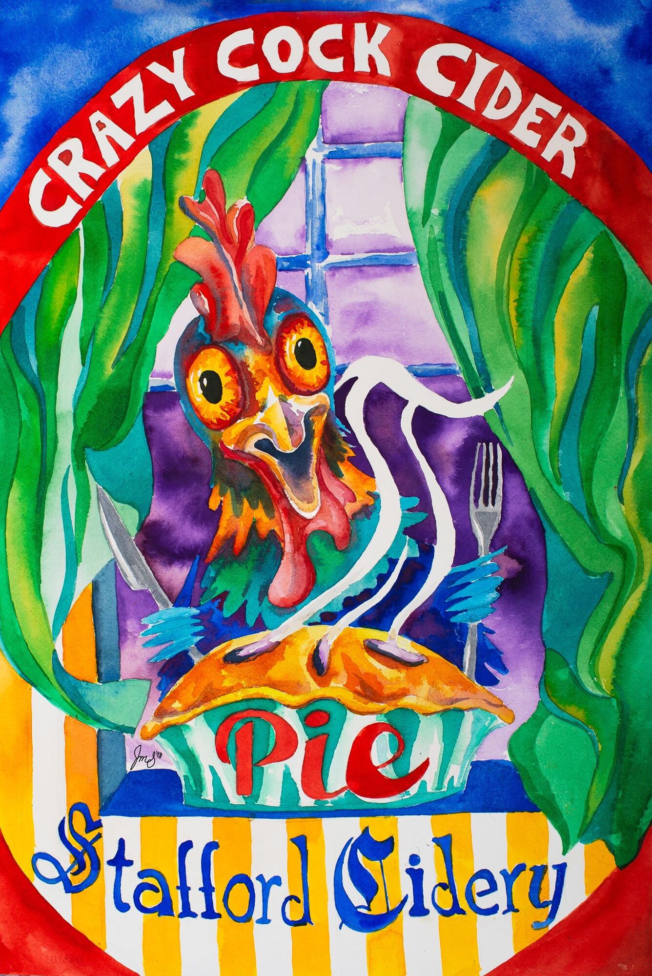 Crazy Cock Pie beer Label Full Size